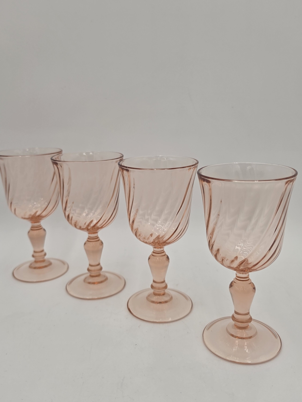 Set of four vintage Luminarc Rosaline pink wine glasses